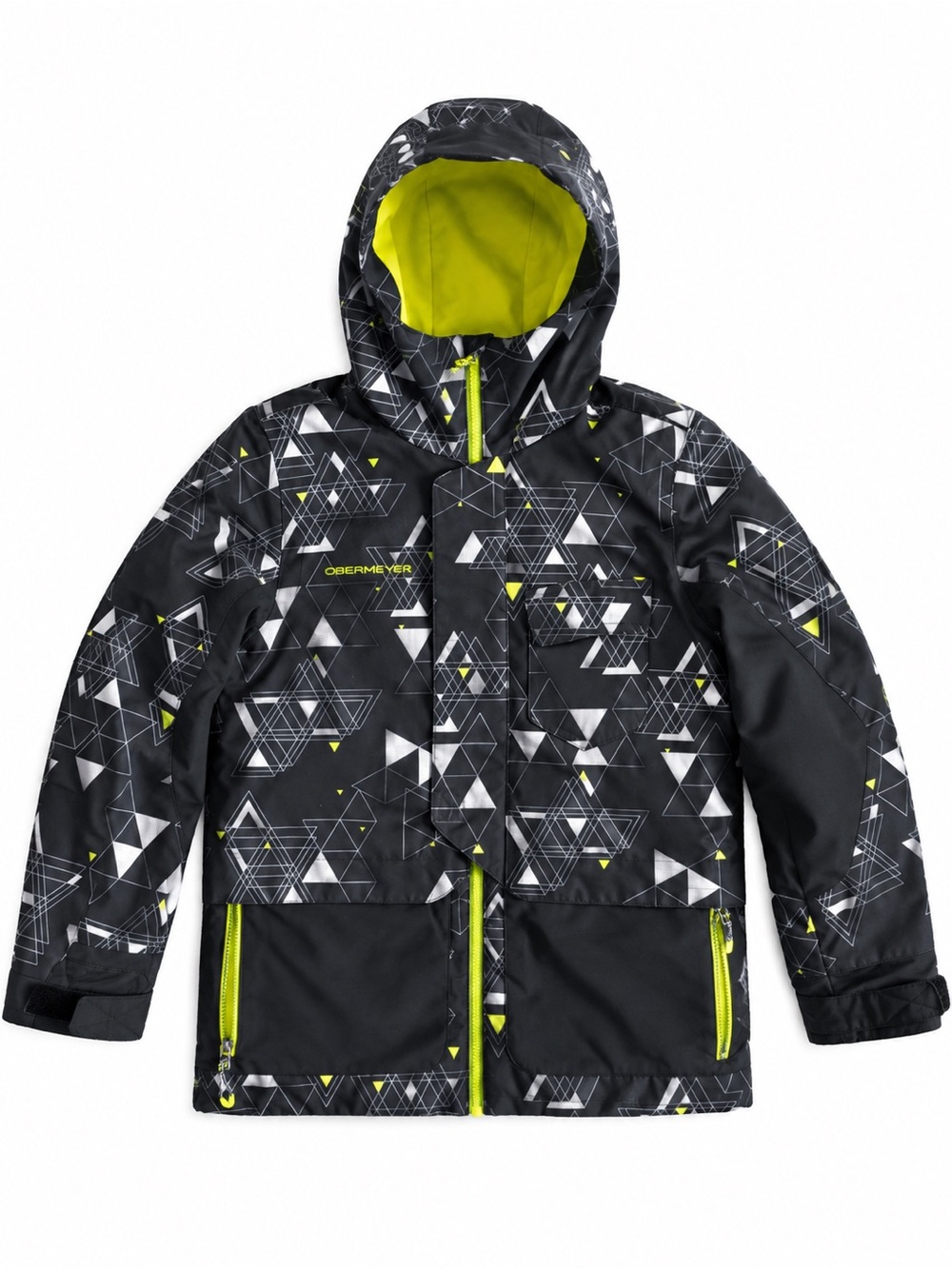Obermeyer Ski Jacket Geometric Hooded Primaloft Insulated Parka Kids M 10-12